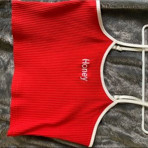 Red Cropped “Honey” Top ;)